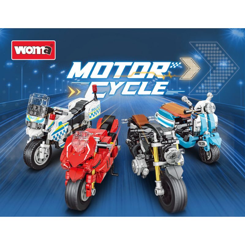 WOMA C0702 0702 XE MÁY 4 MẪU bộ đồ chơi xếp lắp ráp ghép mô hình Technic Kỹ Thuật Công Nghệ Cao Mô Hình Phương Tiện 885 khối