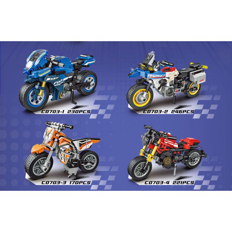 WOMA C0703 0703 XE MÁY 4 MẪU bộ đồ chơi xếp lắp ráp ghép mô hình Technic Kỹ Thuật Công Nghệ Cao Mô Hình Phương Tiện 867 khối