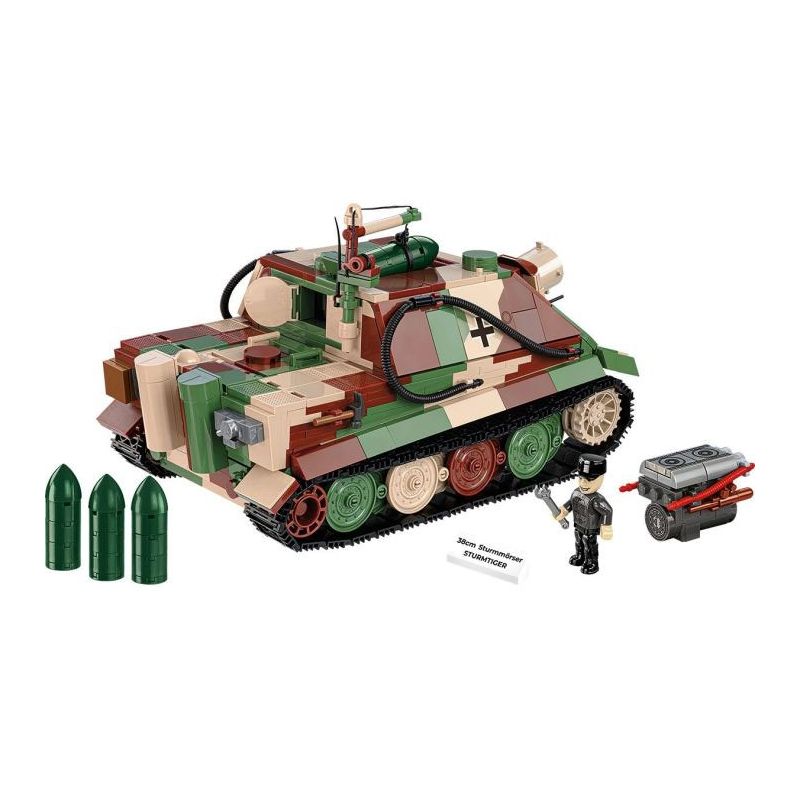 COBI 2585 XE TĂNG TẤN CÔNG SÚNG CỐI 38CM tỷ lệ 1:28 bộ đồ chơi xếp lắp ráp ghép mô hình Military Army 38 CM STURMMÖRSER STURMTIGER Quân Sự Bộ Đội 1100 khối
