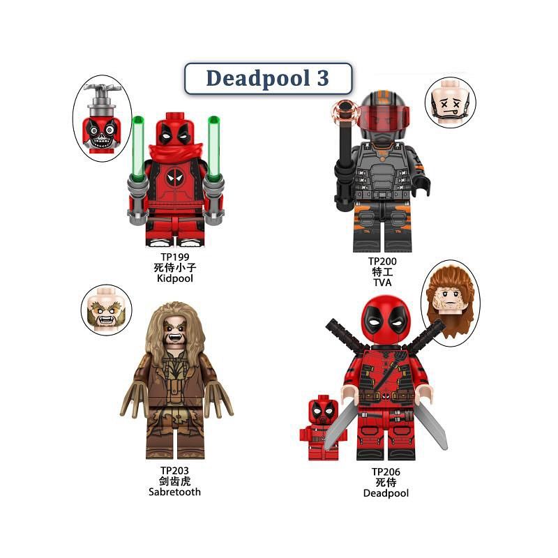 TP 199 200 203 206 non Lego DEADPOOL 3 4 NHÂN VẬT NHỎ bộ đồ chơi xếp lắp ráp ghép mô hình Super Heroes DEADPOOL3 Siêu Nhân Anh Hùng