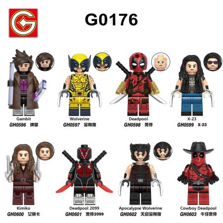 G CARD G0176 0176 GH0596 0596 GH0597 0597 GH0598 0598 GH0599 0599 GH0600 0600 GH0601 0601 GH0602 0602 GH0603 0603 8 NHÂN VẬT NHỎ CỦA DEADPOOL VÀ WOLVERINE bộ đồ chơi xếp lắp ráp ghép mô hình Super Heroes DEADPOOL & WOLVERINE Siêu Nhân Anh Hùng
