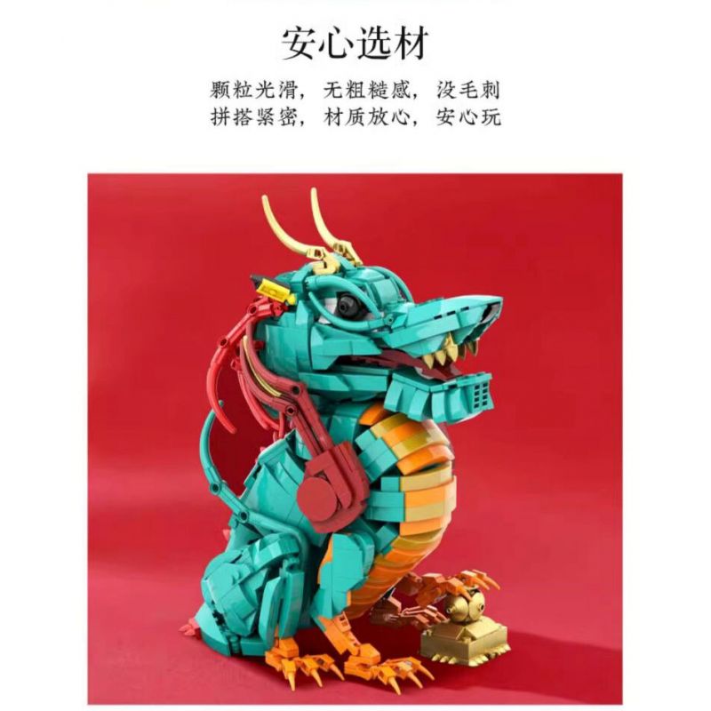 DUNHUANG CULTURAL CREATION DH-JM012 JM012 DHJM012 THÚ TỐT LÀNH ĐÔN HOÀNG RỒNG GIỮ KHO BÁU LỚN bộ đồ chơi xếp lắp ráp ghép mô hình 1477 khối