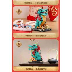 DUNHUANG CULTURAL CREATION DH-JM012 JM012 DHJM012 THÚ TỐT LÀNH ĐÔN HOÀNG RỒNG GIỮ KHO BÁU LỚN bộ đồ chơi xếp lắp ráp ghép mô hình 1477 khối