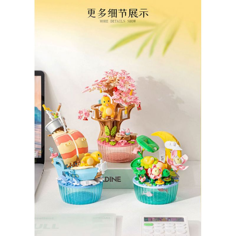 PLEYERID M38-P8050 P8050 8050 M38P8050 38-P8050 RỒNG SỮA QI DU HÀNH HỘP LƯU TRỮ PHONG CÁCH TRUNG QUỐC 3 KIỂU ÁNH TRĂNG TRÊN AO SEN THUẬN BUỒM XUÔI GIÓ HOA ĐÀO bộ đồ chơi xếp lắp ráp ghép mô hình