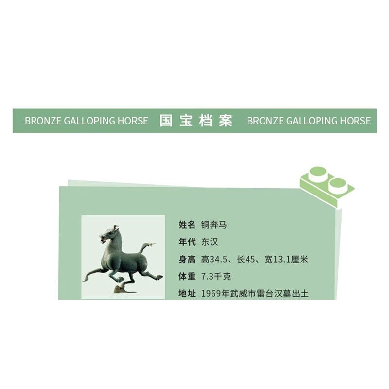 GANSU PROVINCIAL MUSEUM 06001 BỘ BA CHIỀU NGỰA PHI NƯỚC ĐẠI BẰNG ĐỒNG bộ đồ chơi xếp lắp ráp ghép mô hình Arts & Crafts 887 khối