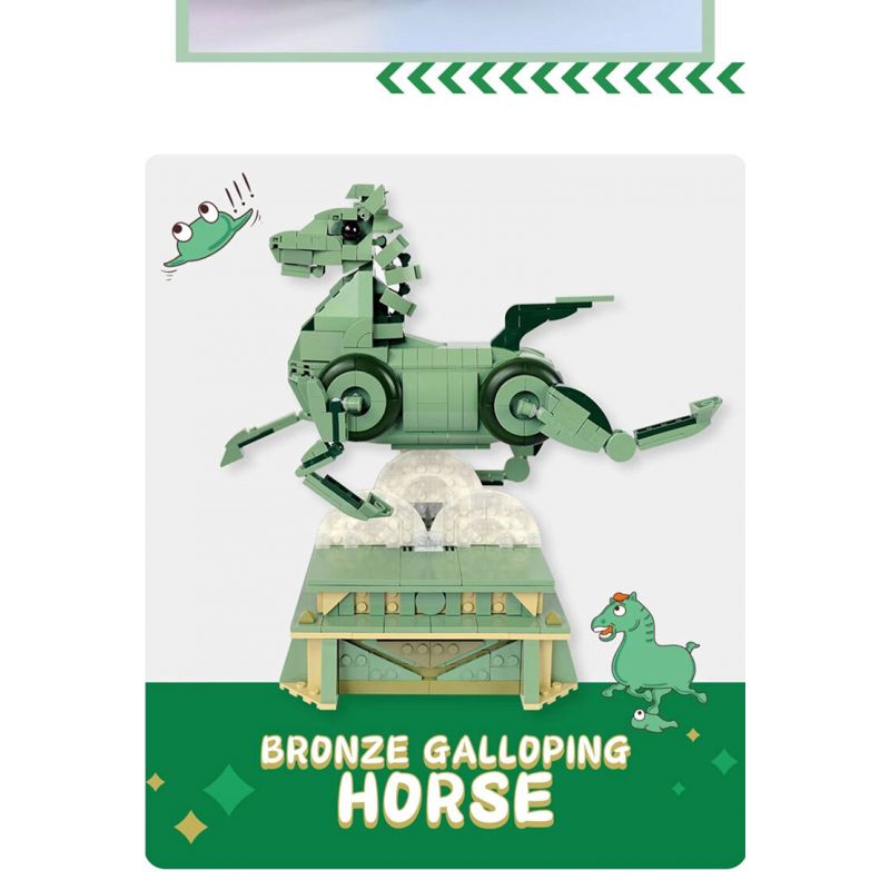 GANSU PROVINCIAL MUSEUM 06001 BỘ BA CHIỀU NGỰA PHI NƯỚC ĐẠI BẰNG ĐỒNG bộ đồ chơi xếp lắp ráp ghép mô hình Arts & Crafts 887 khối