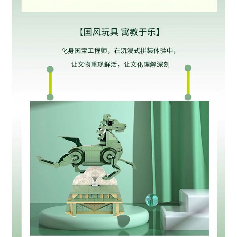 GANSU PROVINCIAL MUSEUM 06001 BỘ BA CHIỀU NGỰA PHI NƯỚC ĐẠI BẰNG ĐỒNG bộ đồ chơi xếp lắp ráp ghép mô hình Arts & Crafts 887 khối