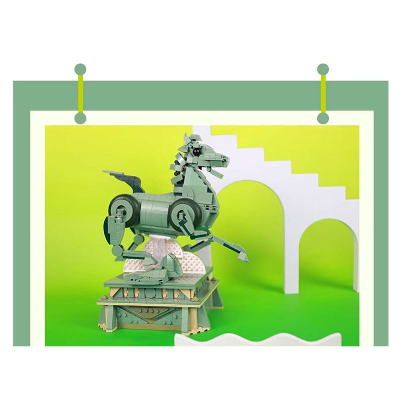 GANSU PROVINCIAL MUSEUM 06001 BỘ BA CHIỀU NGỰA PHI NƯỚC ĐẠI BẰNG ĐỒNG bộ đồ chơi xếp lắp ráp ghép mô hình Arts & Crafts 887 khối