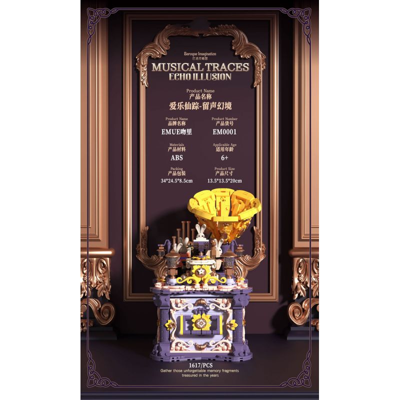 EMUE EM0001 0001 PHÁP SƯ GIAO HƯỞNG ẢO TƯỞNG VỀ GIỌNG NÓI bộ đồ chơi xếp lắp ráp ghép mô hình Arts & Crafts MUSICAL TRACES ECHO ILLUSION 1617 khối