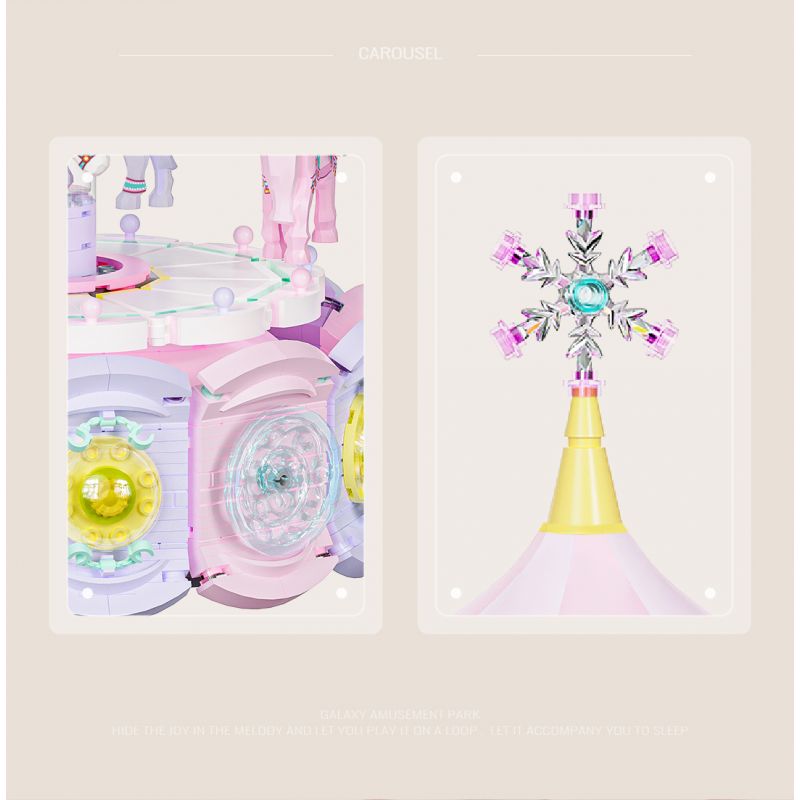 WEILE CREATION 3008 CÔNG VIÊN GIẢI TRÍ GALAXY HỘP NHẠC TROJAN TƯỞNG bộ đồ chơi xếp lắp ráp ghép mô hình 1686 khối