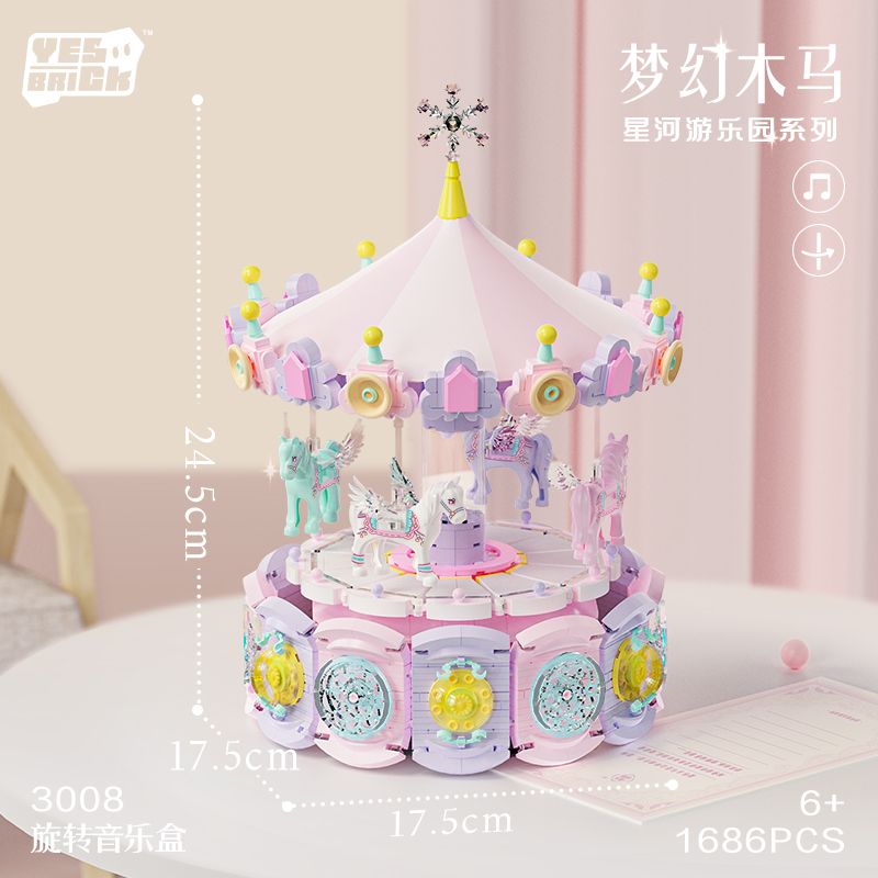 WEILE CREATION 3008 CÔNG VIÊN GIẢI TRÍ GALAXY HỘP NHẠC TROJAN TƯỞNG bộ đồ chơi xếp lắp ráp ghép mô hình 1686 khối