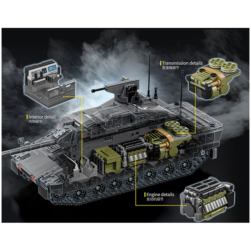 12GO 96002 XE TĂNG CHIẾN ĐẤU CHỦ LỰC EMBT bộ đồ chơi xếp lắp ráp ghép mô hình Military Army ENHANCED MAIN BATTLE TANK Quân Sự Bộ Đội 2252 khối