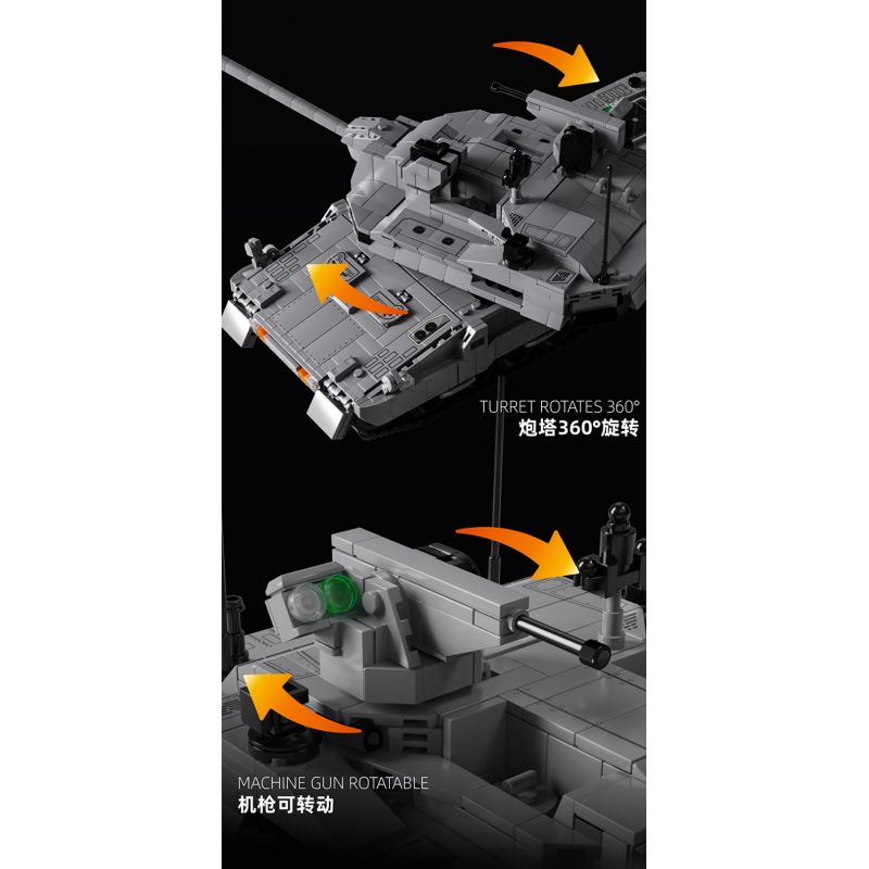 12GO 96002 XE TĂNG CHIẾN ĐẤU CHỦ LỰC EMBT bộ đồ chơi xếp lắp ráp ghép mô hình Military Army ENHANCED MAIN BATTLE TANK Quân Sự Bộ Đội 2252 khối