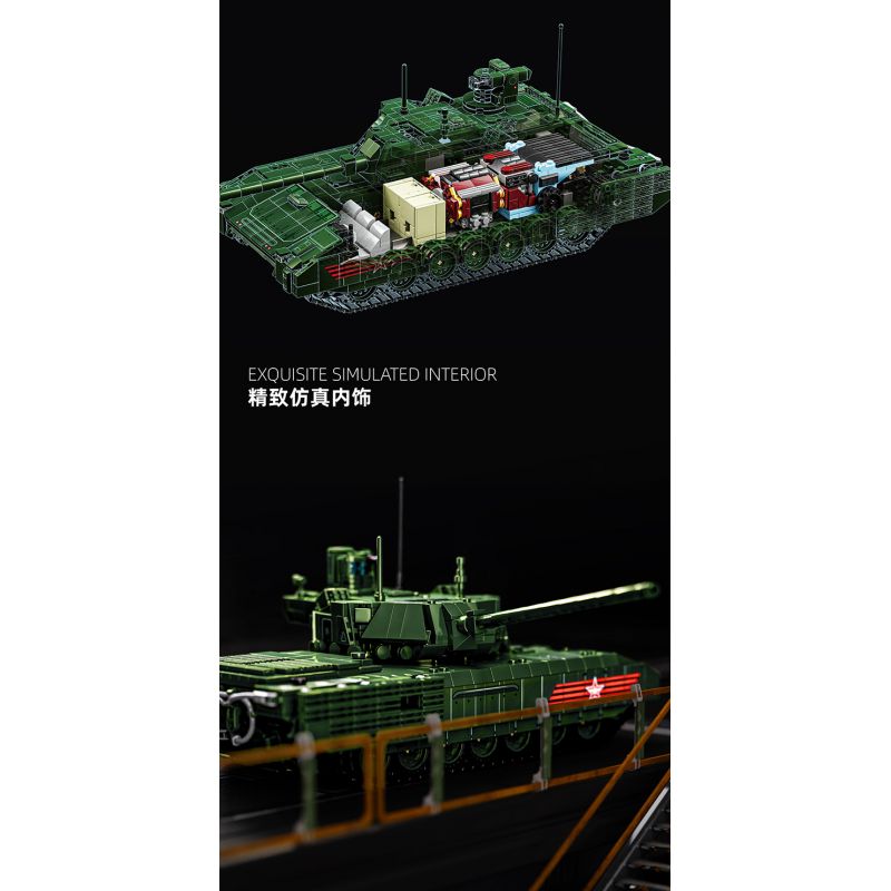 12GO 96003 XE TĂNG CHIẾN ĐẤU CHỦ LỰC T-14 ARMATA bộ đồ chơi xếp lắp ráp ghép mô hình Military Army T-14 ARMATA MAIN BATTLE TANK Quân Sự Bộ Đội 2326 khối