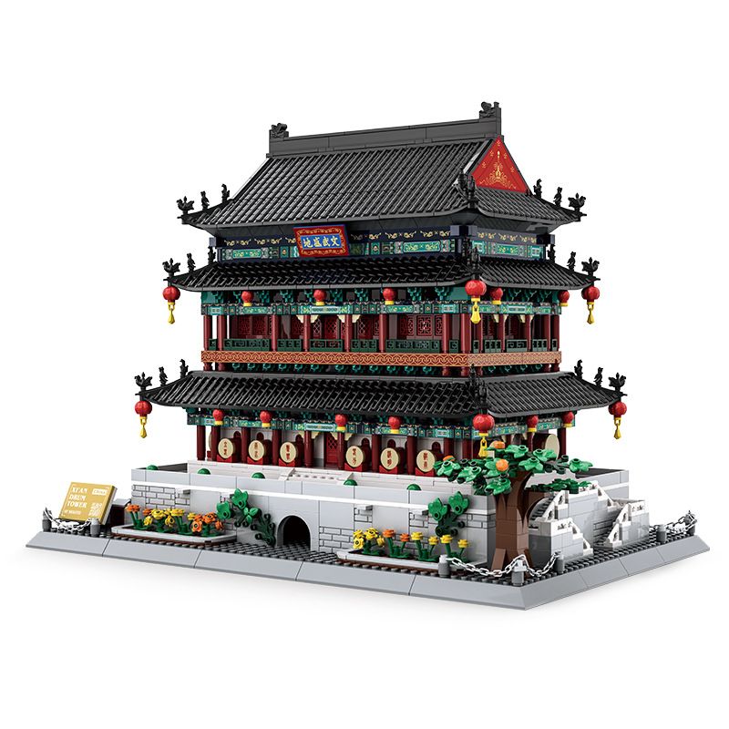 WANGE LIGAO DR.LUCK 7214 non  THÁP TRỐNG Ở TÂY AN THIỂM TRUNG QUỐC bộ đồ chơi xếp lắp ráp ghép mô hình Creator XI AN DRUM TOWER Sáng Tạo 1872 khối