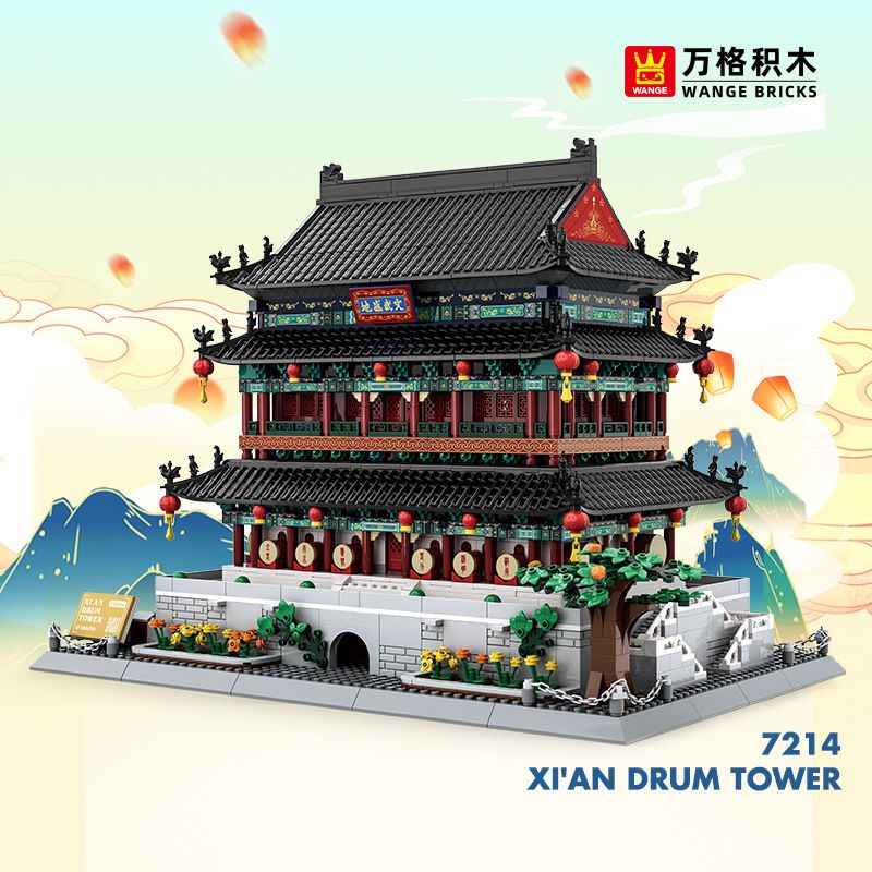 WANGE LIGAO DR.LUCK 7214 THÁP TRỐNG Ở TÂY AN THIỂM TRUNG QUỐC bộ đồ chơi xếp lắp ráp ghép mô hình Creator XI AN DRUM TOWER Sáng Tạo 1872 khối