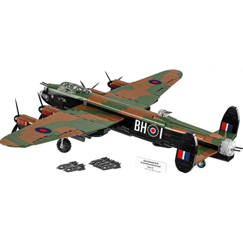 COBI 5759 5758 non Lego MÁY BAY NÉM BOM CHIẾN LƯỢC AVRO LANCASTER MK.III tỷ lệ 1:48 bộ đồ chơi xếp lắp ráp ghép mô hình Military Army AVRO LANCASTER B. III Quân Sự Bộ Đội 1595 khối