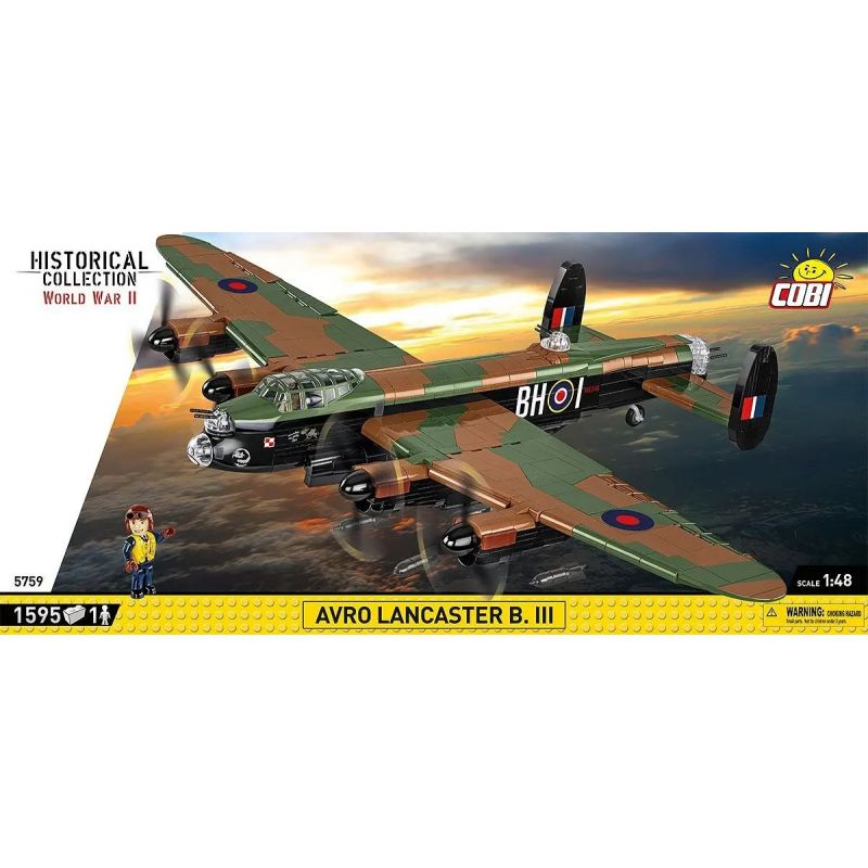 COBI 5759 5758 MÁY BAY NÉM BOM CHIẾN LƯỢC AVRO LANCASTER MK.III tỷ lệ 1:48 bộ đồ chơi xếp lắp ráp ghép mô hình Military Army AVRO LANCASTER B. III Quân Sự Bộ Đội 1595 khối