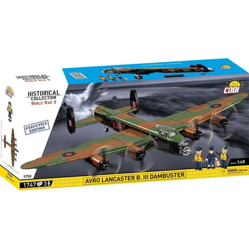 COBI 5759 5758 MÁY BAY NÉM BOM CHIẾN LƯỢC AVRO LANCASTER MK.III tỷ lệ 1:48 bộ đồ chơi xếp lắp ráp ghép mô hình Military Army AVRO LANCASTER B. III Quân Sự Bộ Đội 1595 khối