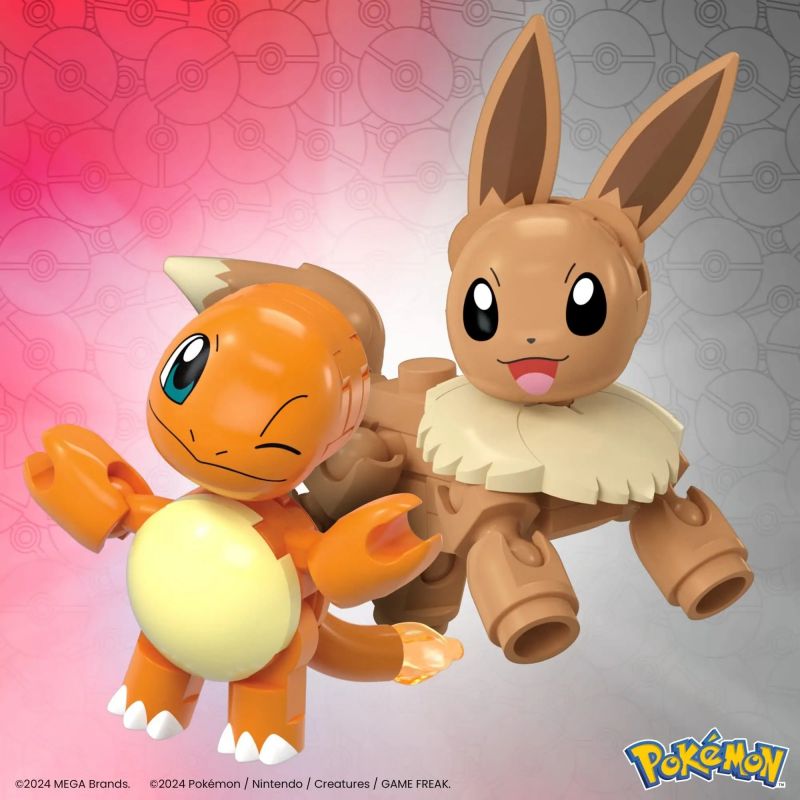 MEGA BLOKS JCR81 POKÉMON EEVEE VÀ CHARMANDER bộ đồ chơi xếp lắp ráp ghép mô hình Movie & Game POKÉMON CHARMANDER & EEVEE Phim Và Trò Chơi 40 khối