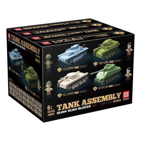 QuanGuan 100294 Quan Guan 100294 BỂ CHỨA RỘNG 4 bộ đồ chơi xếp lắp ráp ghép mô hình Military Army TANK ASSEMBLY Quân Sự Bộ Đội 879 khối