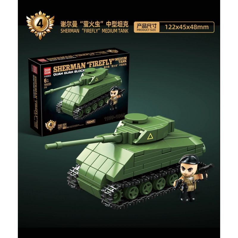 QuanGuan 100294 Quan Guan 100294 BỂ CHỨA RỘNG 4 bộ đồ chơi xếp lắp ráp ghép mô hình Military Army TANK ASSEMBLY Quân Sự Bộ Đội 879 khối