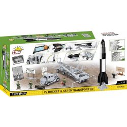 COBI 3119 TÊN LỬA V2 VÀ PHƯƠNG TIỆN VẬN CHUYỂN JAGUAR SS 100 tỷ lệ 1:35 bộ đồ chơi xếp lắp ráp ghép mô hình Military Army V2 ROCKET & SS100 TRANSPORTER - LIMITED EDITION Quân Sự Bộ Đội 1525 khối