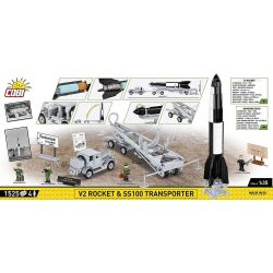 COBI 3119 TÊN LỬA V2 VÀ PHƯƠNG TIỆN VẬN CHUYỂN JAGUAR SS 100 tỷ lệ 1:35 bộ đồ chơi xếp lắp ráp ghép mô hình Military Army V2 ROCKET & SS100 TRANSPORTER - LIMITED EDITION Quân Sự Bộ Đội 1525 khối