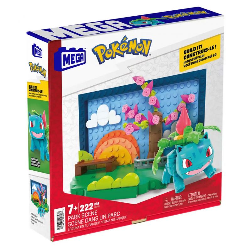MEGA BLOKS HXF81 POKÉMON CẢNH CÔNG VIÊN bộ đồ chơi xếp lắp ráp ghép mô hình Movie & Game POKÉMON PARK SCENE Phim Và Trò Chơi 222 khối