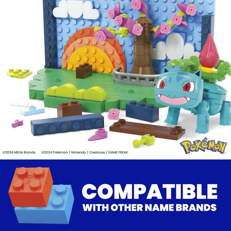 MEGA BLOKS HXF81 POKÉMON CẢNH CÔNG VIÊN bộ đồ chơi xếp lắp ráp ghép mô hình Movie & Game POKÉMON PARK SCENE Phim Và Trò Chơi 222 khối