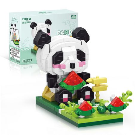 MOYU BLOCK MY93017 93017 NGƯỜI GIỮ ĐỒ TRANG TRÍ GẤU TRÚC DƯA HẤU bộ đồ chơi xếp lắp ráp ghép mô hình Gear PANDA STAND Đồ Lắp Ghép 335 khối
