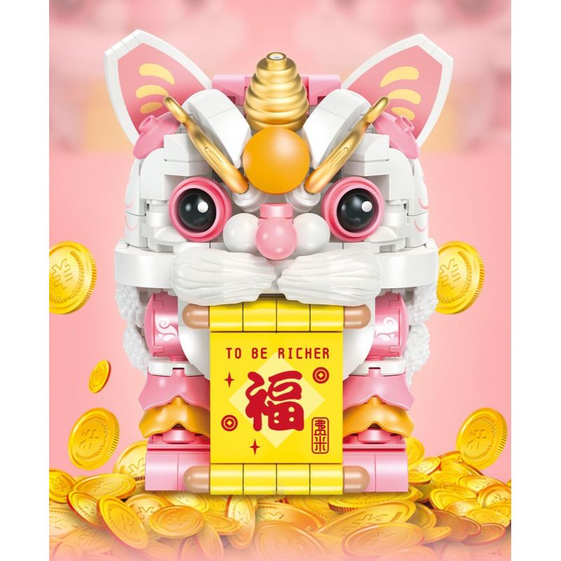 FEMIBOX S44051 44051 CHÚ SƯ TỬ NHỎ DỄ THƯƠNG TRÀN ĐẦY PHƯỚC LÀNH bộ đồ chơi xếp lắp ráp ghép mô hình Arts & Crafts 444 khối