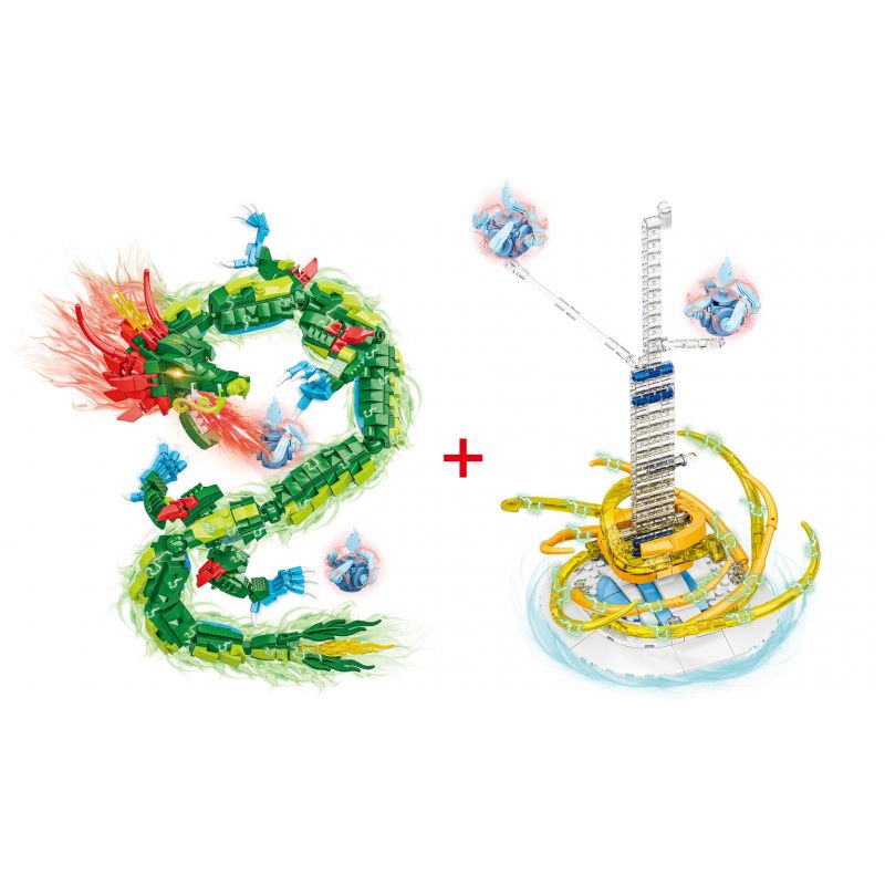 WOMA C0696 0696 RỒNG BAY VƯỢT BIỂN XANH CỦA HOA ĐÔNG bộ đồ chơi xếp lắp ráp ghép mô hình 874 khối