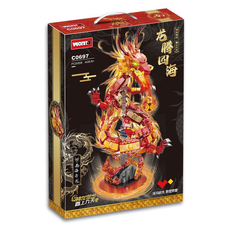 WOMA C0697 0697 RỒNG BAY VÒNG QUANH THẾ GIỚI ĐỎ Ở BIỂN ĐÔNG bộ đồ chơi xếp lắp ráp ghép mô hình Movie & Game Phim Và Trò Chơi 858 khối