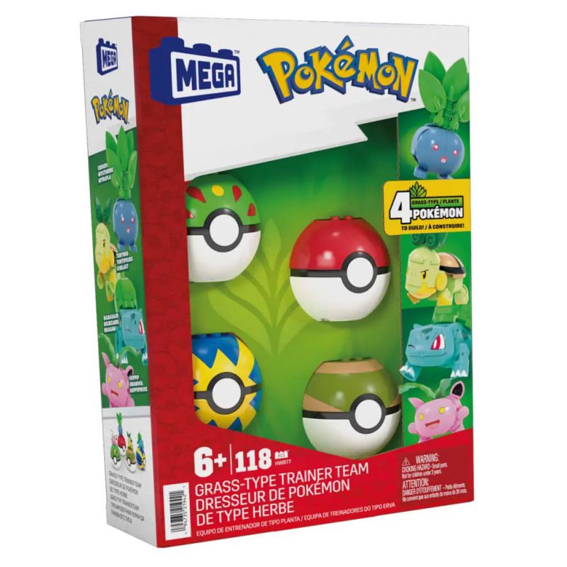 MEGA BLOKS HWR77 POKÉMON bộ đồ chơi xếp lắp ráp ghép mô hình Movie & Game POKÉMON GRASS-TYPE TRAINER TEAM Phim Và Trò Chơi 118 khối