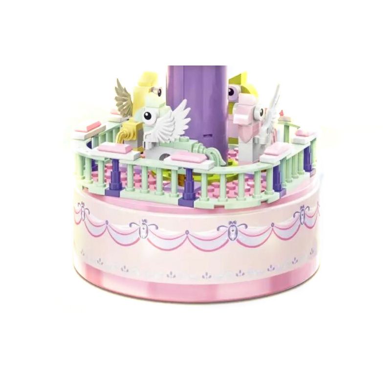 AMERICAN LEAGUE JX099 HỘP NHẠC BĂNG CHUYỀN VUI VẺ bộ đồ chơi xếp lắp ráp ghép mô hình MERRY GO ROUND 456 khối