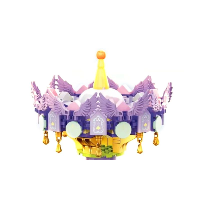 AMERICAN LEAGUE JX099 HỘP NHẠC BĂNG CHUYỀN VUI VẺ bộ đồ chơi xếp lắp ráp ghép mô hình MERRY GO ROUND 456 khối