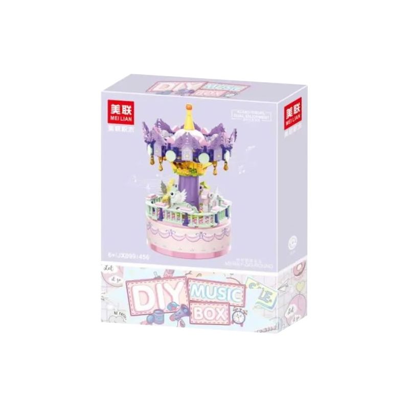AMERICAN LEAGUE JX099 HỘP NHẠC BĂNG CHUYỀN VUI VẺ bộ đồ chơi xếp lắp ráp ghép mô hình MERRY GO ROUND 456 khối