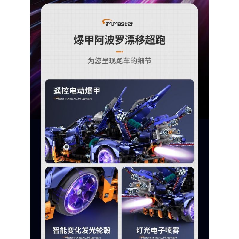 IM.MASTER QIHUI 9830-2 BẬC THẦY VŨ KHÍ SIÊU XE NỔ APOLLO DRIFT tỷ lệ 1:10 bộ đồ chơi xếp lắp ráp ghép mô hình Technic Kỹ Thuật Công Nghệ Cao Mô Hình Phương Tiện 2381 khối