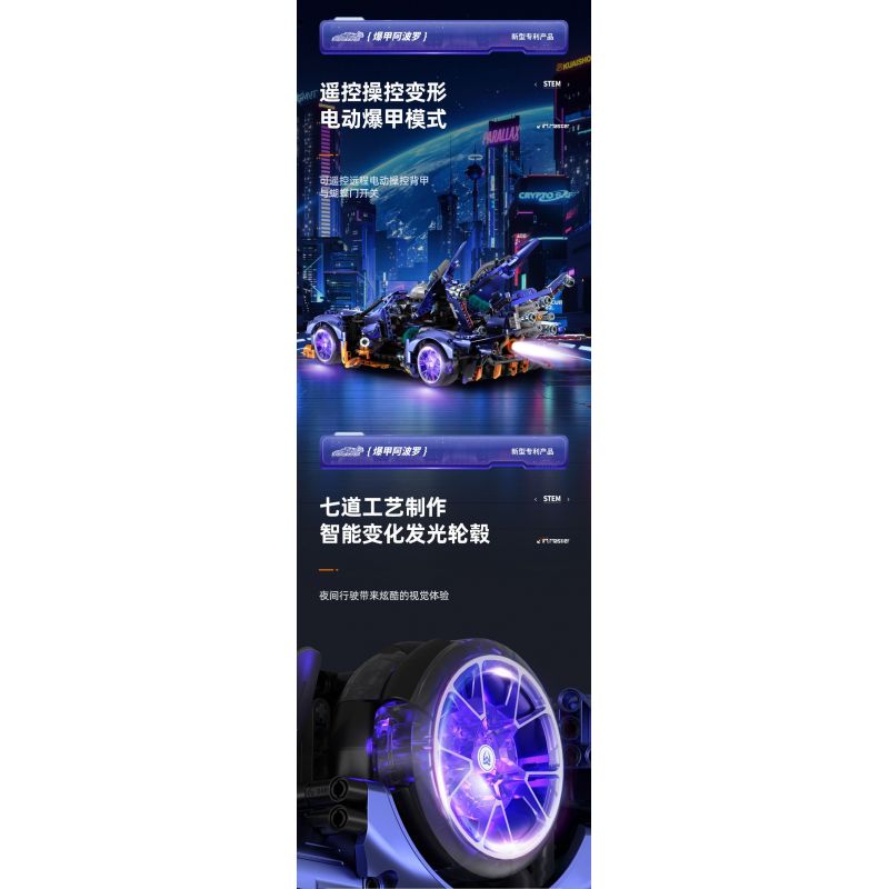 IM.MASTER QIHUI 9830-2 BẬC THẦY VŨ KHÍ SIÊU XE NỔ APOLLO DRIFT tỷ lệ 1:10 bộ đồ chơi xếp lắp ráp ghép mô hình Technic Kỹ Thuật Công Nghệ Cao Mô Hình Phương Tiện 2381 khối