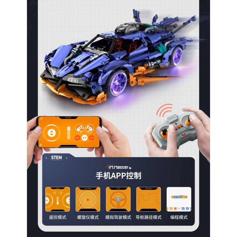 IM.MASTER QIHUI 9830-2 BẬC THẦY VŨ KHÍ SIÊU XE NỔ APOLLO DRIFT tỷ lệ 1:10 bộ đồ chơi xếp lắp ráp ghép mô hình Technic Kỹ Thuật Công Nghệ Cao Mô Hình Phương Tiện 2381 khối