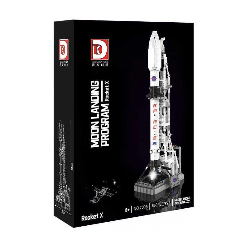 DK 7006 KẾ HOẠCH ĐỔ BỘ LÊN MẶT TRĂNG ROCKET X bộ đồ chơi xếp lắp ráp ghép mô hình City MOON LANDING PROGRAM ROCKET X Thành Phố 869 khối