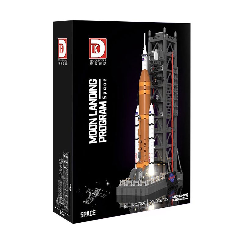DK 7007 HẠ CÁNH LÊN MẶT TRĂNG HỆ THỐNG PHÓNG VÀO KHÔNG GIAN bộ đồ chơi xếp lắp ráp ghép mô hình City MOON LANDING PROGRAM SPACE Thành Phố 908 khối
