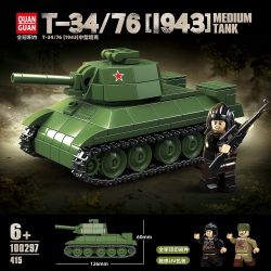 QuanGuan 100297 Quan Guan 100297 XE TĂNG HẠNG TRUNG T34/76 1943 CỦA LIÊN XÔ bộ đồ chơi xếp lắp ráp ghép mô hình Military Army T34/76[1943] MEDIUM TANK Quân Sự Bộ Đội 415 khối