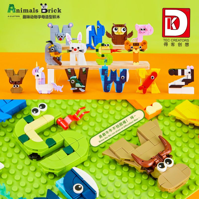 DK 5004 HÌNH CHỮ ĐỘNG VẬT NGỘ NGHĨNH bộ đồ chơi xếp lắp ráp ghép mô hình Creator ANIMALS BRICK Sáng Tạo 1151 khối
