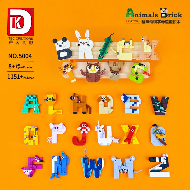 DK 5004 HÌNH CHỮ ĐỘNG VẬT NGỘ NGHĨNH bộ đồ chơi xếp lắp ráp ghép mô hình Creator ANIMALS BRICK Sáng Tạo 1151 khối