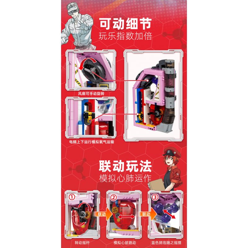 JIALE SPECIAL 32002 TẾ BÀO HOẠT ĐỘNG TUẦN HOÀN MÁU CỦA TIM VÀ PHỔI bộ đồ chơi xếp lắp ráp ghép mô hình Movie & Game Phim Và Trò Chơi 941 khối