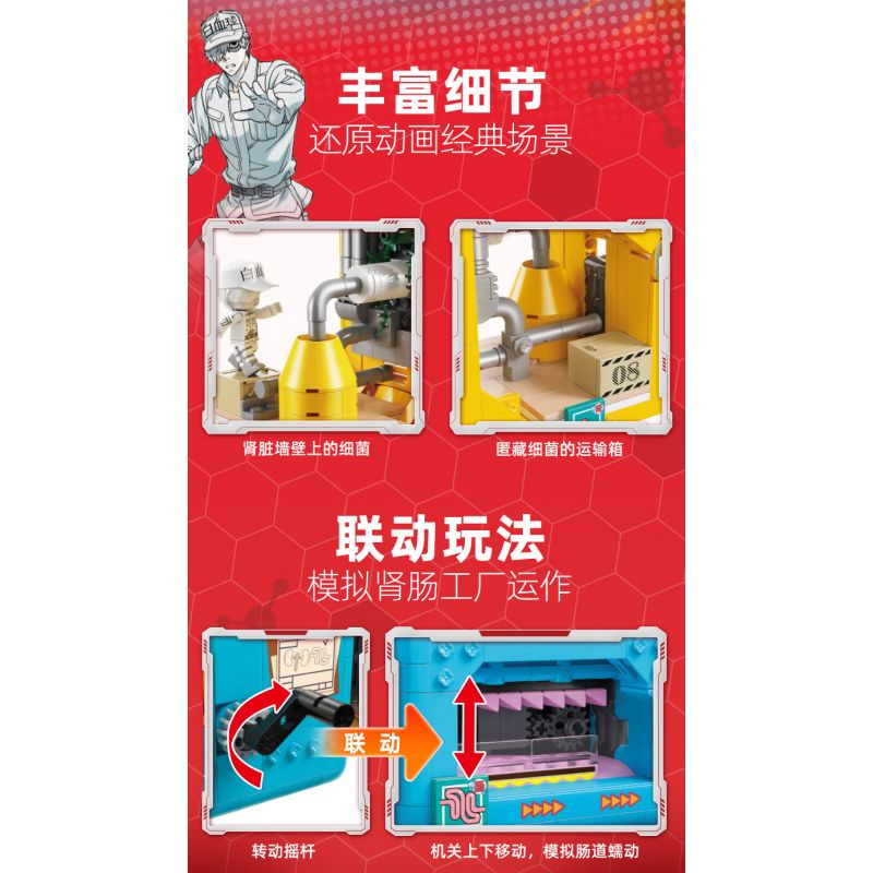 JIALE SPECIAL 32005 CÁC TẾ BÀO ĐANG HOẠT ĐỘNG NHÀ MÁY THẬN-RUỘT CHỐNG LẠI TỤ CẦU VÀNG bộ đồ chơi xếp lắp ráp ghép mô hình Movie & Game Phim Và Trò Chơi 1040 khối