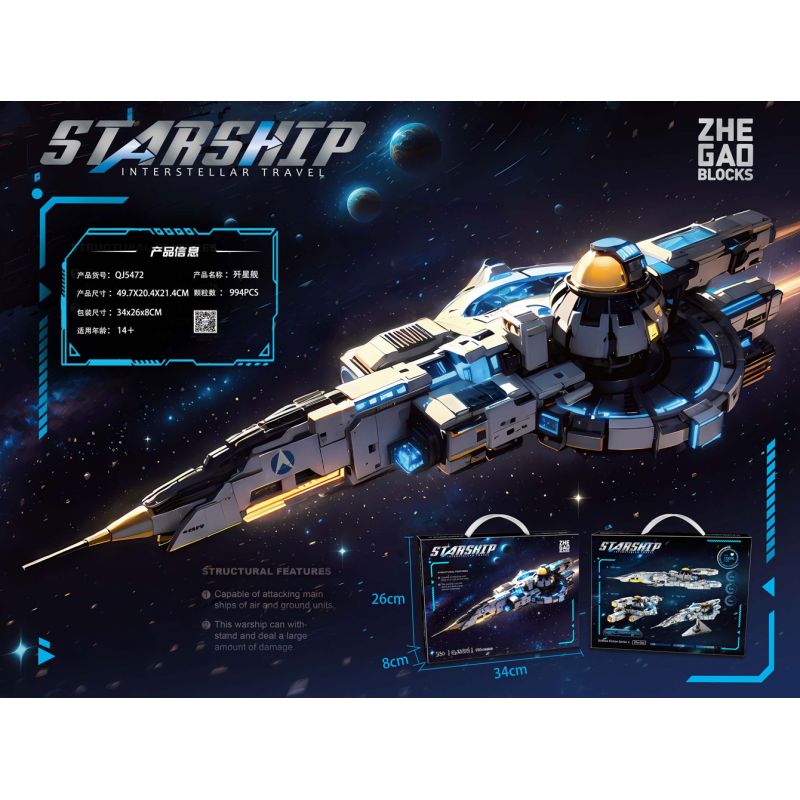 ZHEGAO QJ5472 5472 KẺ HỦY DIỆT NGÔI SAO bộ đồ chơi xếp lắp ráp ghép mô hình STARSHIP 994 khối