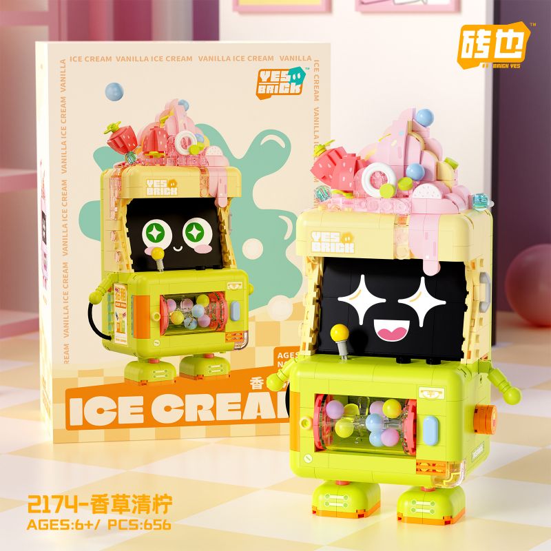 WEILE CREATION 2174 QUẦY TRÁNG MIỆNG CHANH VANI bộ đồ chơi xếp lắp ráp ghép mô hình ICE CREAM 656 khối